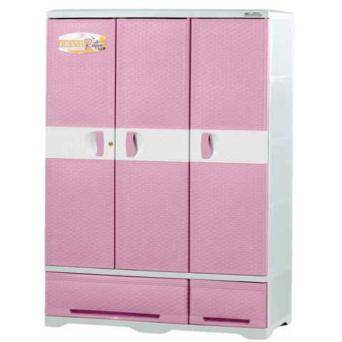 Zooey Grand Rattan Cabinet / Wardrobe - Fuschia Pink