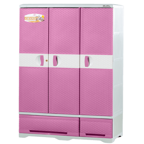 Zooey Grand Rattan Cabinet / Wardrobe - Fuschia Pink