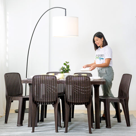 Zooey Palmera 6-Seater Rattan Table
