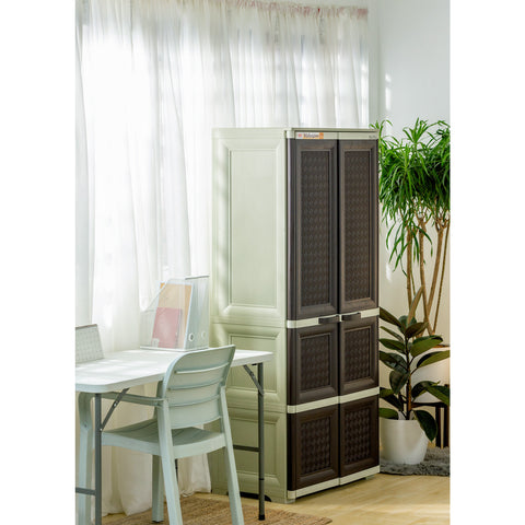 Mahogany Rattan Cabinet