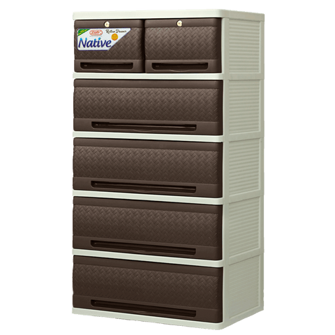 Native Rattan Drawer 5 Layer - Choco