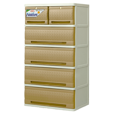 Native Rattan Drawer 5 Layer - Beige