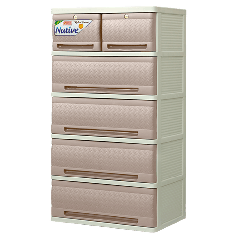 Native Rattan Drawer 5 Layer - Cream