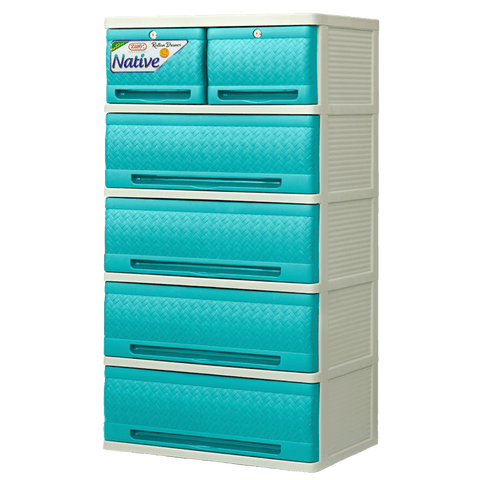 Native Rattan Drawer 5 Layer - Green