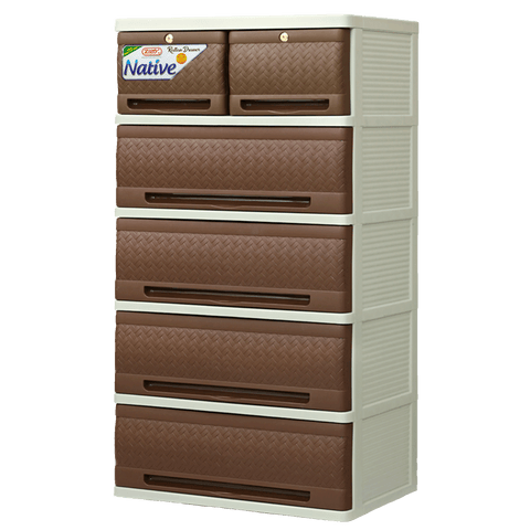 Native Rattan Drawer 5 Layer - Mocha