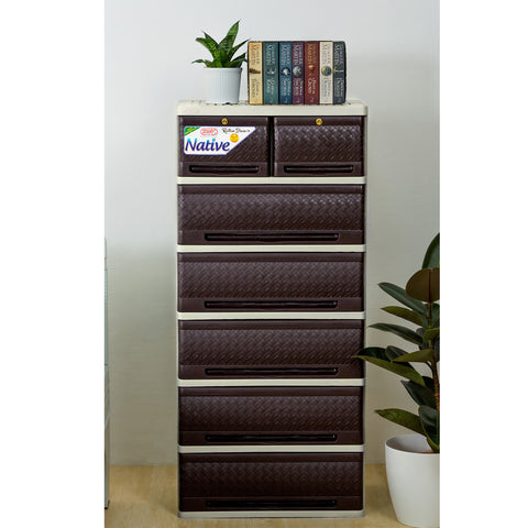 Native Rattan Drawer 6 Layer