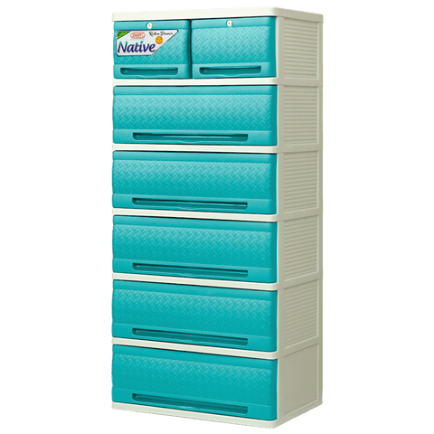 Native Rattan Drawer 6 Layer - Green
