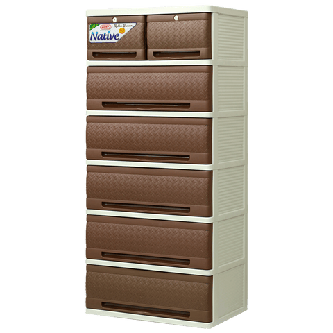 Native Rattan Drawer 6 Layer - Mocha