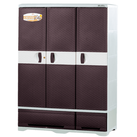 Zooey Grand Rattan Cabinet / Wardrobe  - Brown