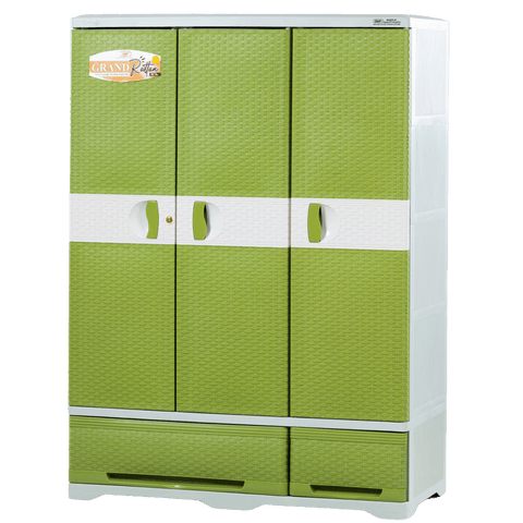 Zooey Grand Rattan Cabinet / Wardrobe - Army Green