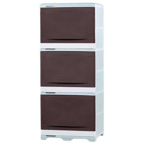 Zooey Star Box Rattan Trio 3 Layer - Choco