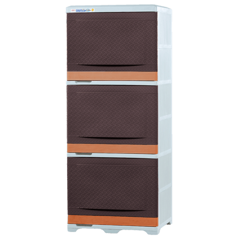 Zooey Star Box Rattan Trio 3 Layer - Mocha